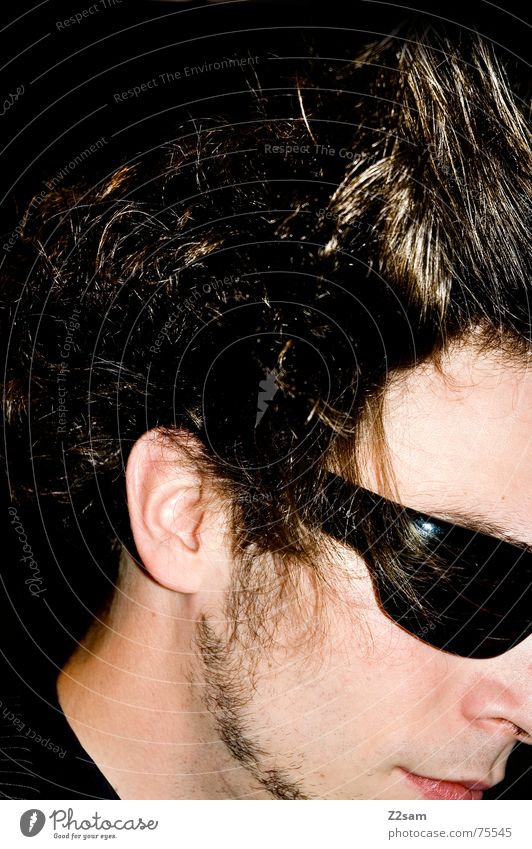 coolness von der seite lässig Stil Brille Sonnenbrille Porträt Bart Mensch Haare & Frisuren Lied Coolness styl hair aufgestellt Gesicht Haut men
