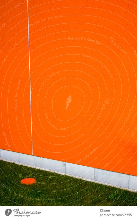 punktiert Wiese Gras grün grell abstrakt Wand punktieren Punkt Linie orange Farbe sättigung Schichtarbeit Golf