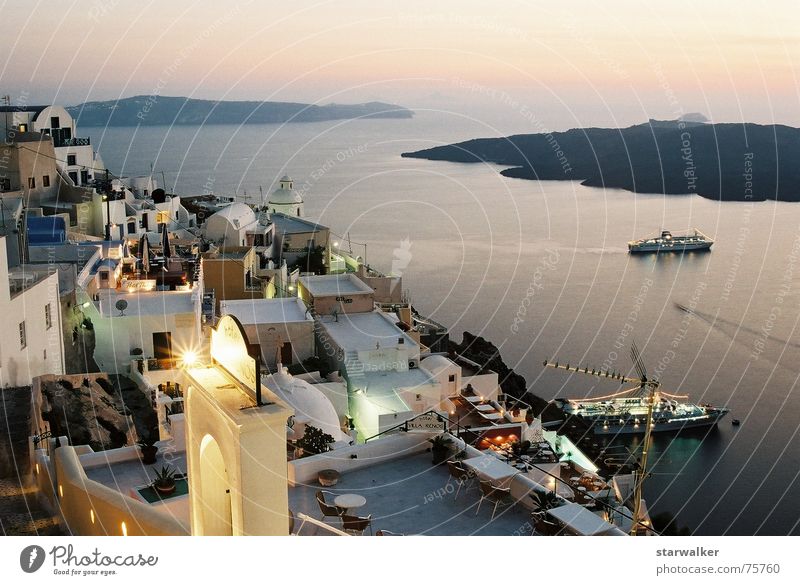 Greece 2006 - Santorin Nacht Wasserfahrzeug Sonnenuntergang Griechenland schön Aussicht fein Langzeitbelichtung Hafen Prima ambient