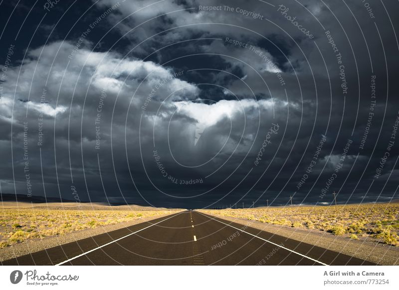 Nevada Umwelt Natur Landschaft Himmel Wolken Gewitterwolken Sommer Wetter Schönes Wetter schlechtes Wetter bedrohlich USA Autobahn Ferne tief Horizont Farbfoto
