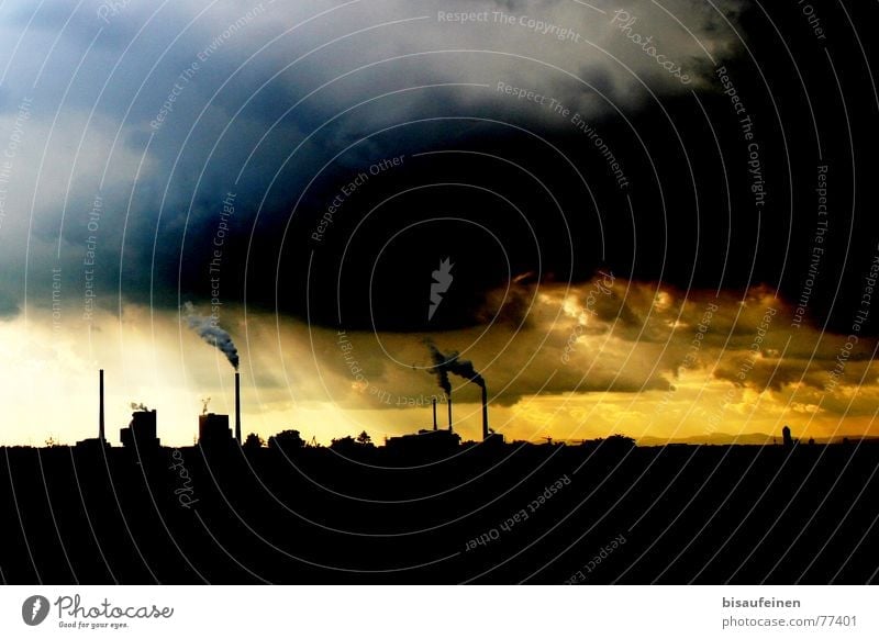 GKM Sonne Fabrik Energiewirtschaft Natur Landschaft Himmel Wolken Horizont Klimawandel Skyline Schornstein Rauch blau gelb Umweltverschmutzung Umweltschutz