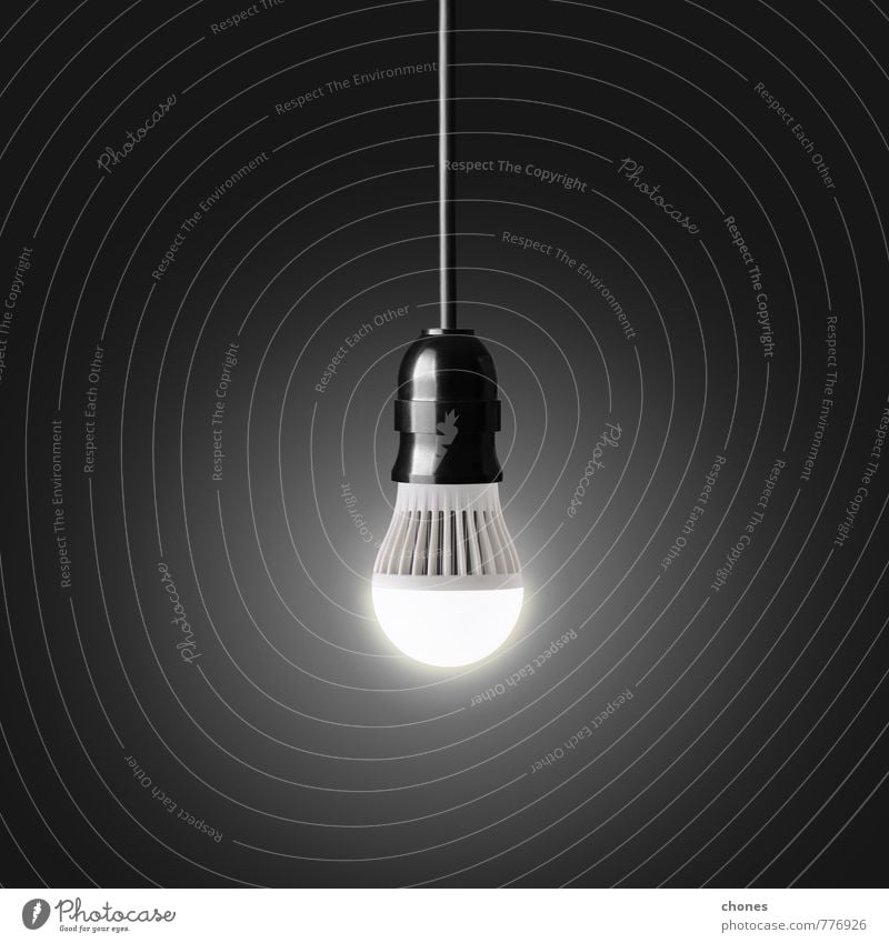 LED-Glühbirne sparen Lampe Technik & Technologie Umwelt Natur hängen hell schwarz Energie Idee Inspiration Kreativität Sparer Brennstoff Glanz Wolfram