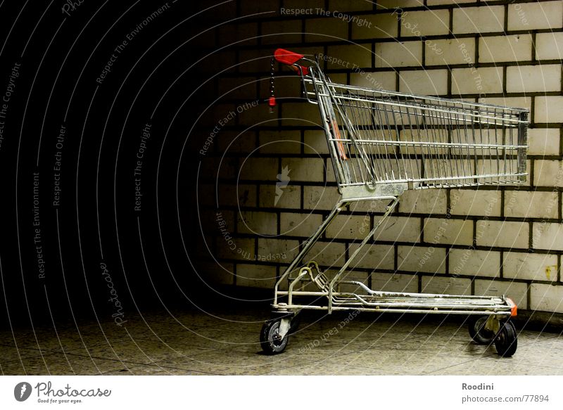 Ihr Warenkorb ist leer Einkaufswagen Go-Kart Supermarkt Gitter Wand Monat Einsamkeit schieben Ladengeschäft Güterverkehr & Logistik Mauer Rennwagen