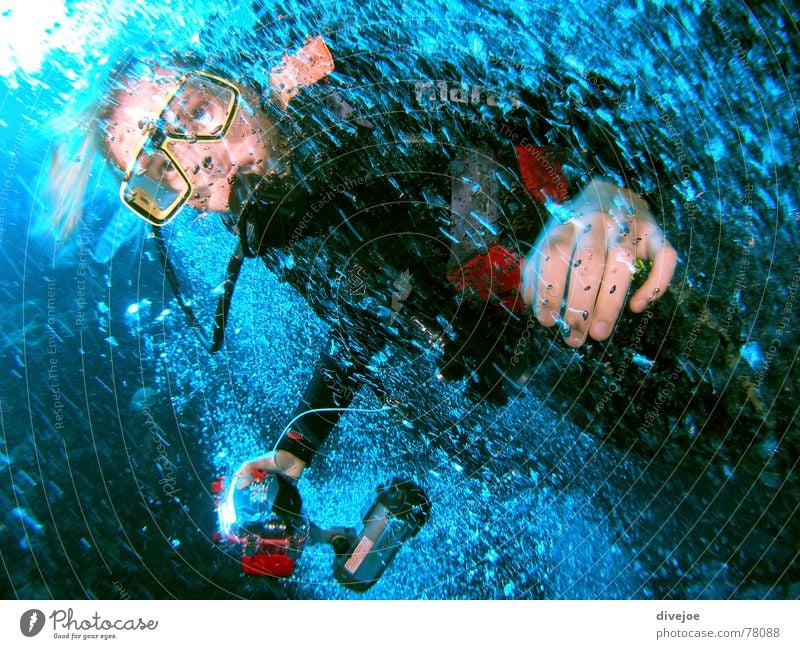 Blubber Taucher tauchen Wasser Luft Ägypten Meer Dahab water blau blue diver diving blue water air luftblassen bubbles egypt red sea Rotes Meer