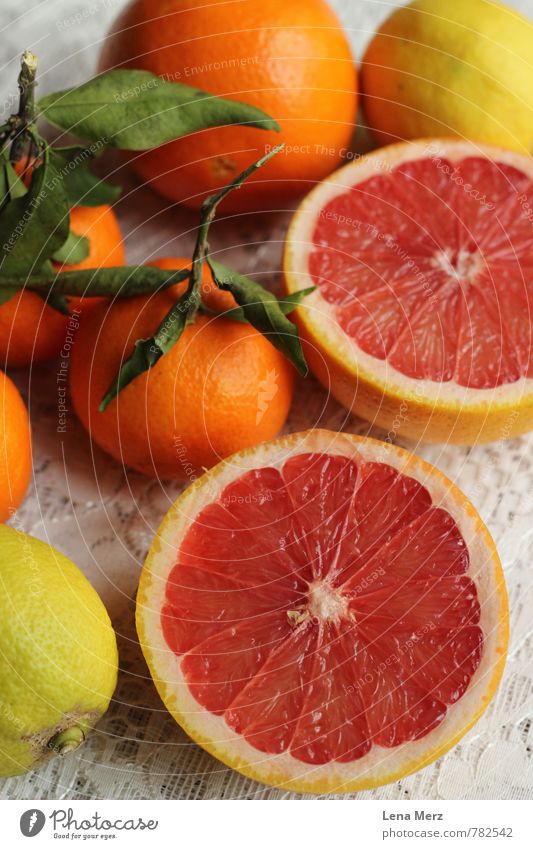 Zitrusfrüchte Lebensmittel Frucht Orange Ernährung Büffet Brunch Bioprodukte Vegetarische Ernährung Diät Duft Essen Fitness mehrfarbig gelb rosa Farbfoto