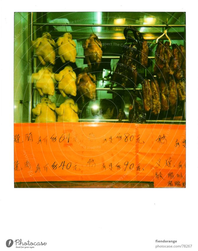 blathahn felnost Haushuhn Hahn Imbiss Lebensmittel Hongkong Ernährung Ente polaroid orange Appetit & Hunger