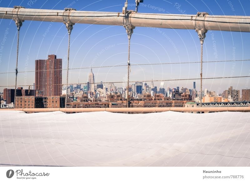 Aussicht von der Brooklyn Bridge Ferien & Urlaub & Reisen Tourismus Sightseeing Städtereise Wolkenloser Himmel Schönes Wetter New York City USA Stadt