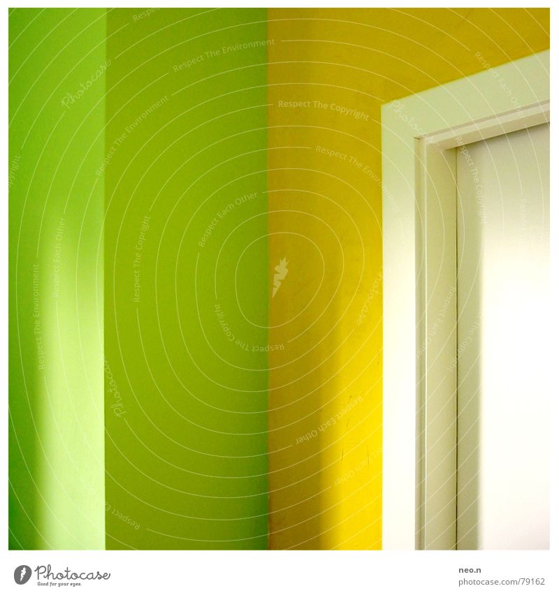 Frische Küche Häusliches Leben Wohnung Innenarchitektur Tür streichen modern gelb grün Farbe Ecke Türrahmen frisch fruchtig Sauberkeit rein mehrfarbig Schatten