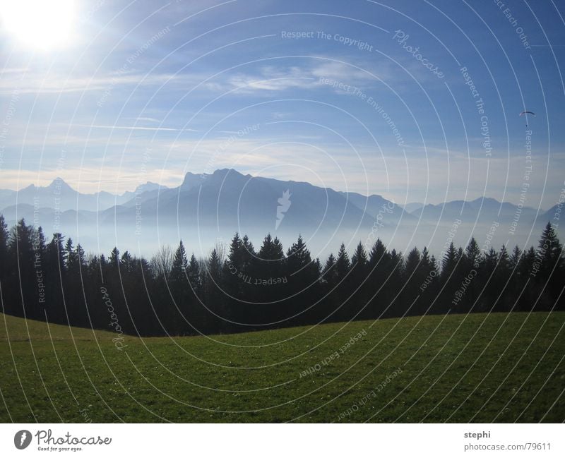 sommer in den bergen II Wiese Nebel Wolken Sommer Physik schön Sonne Außenaufnahme Österreich Berge u. Gebirge Himmel hell Wärme Freiheit Beleuchtung Alpen