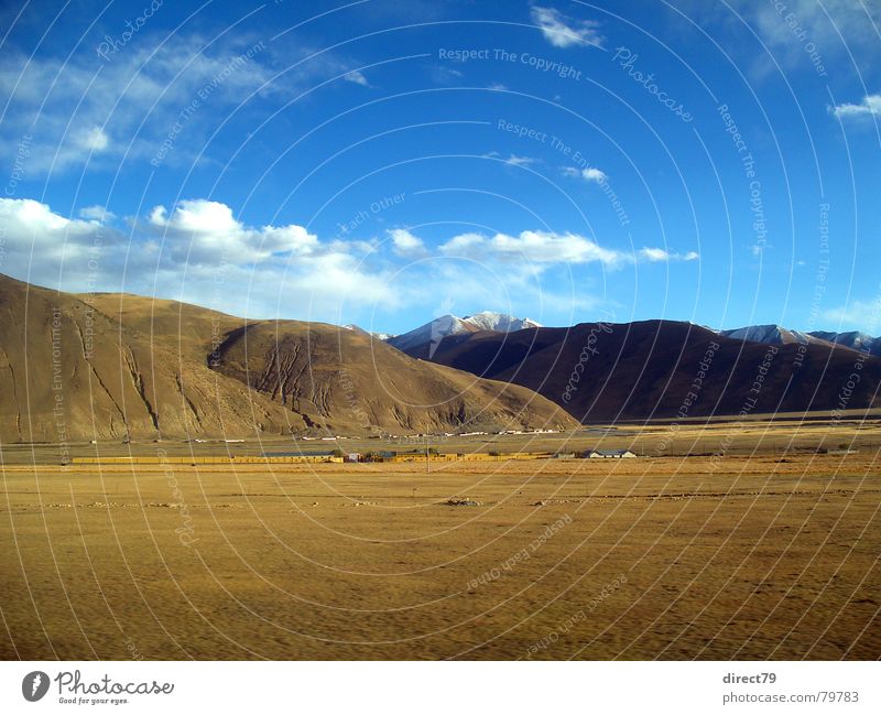 Himalaya Tibet Gleise karg Hochebene Bergkamm China Bergkette Mangel Asien Farbe Berge u. Gebirge tibet-bahn dürftig Landschaft Blauer Himmel reich der mitte