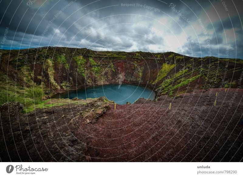 Iceland Vulkankrater Horizont Idylle Stimmung Tourismus Crater Farbfoto Außenaufnahme Dämmerung Blick nach unten