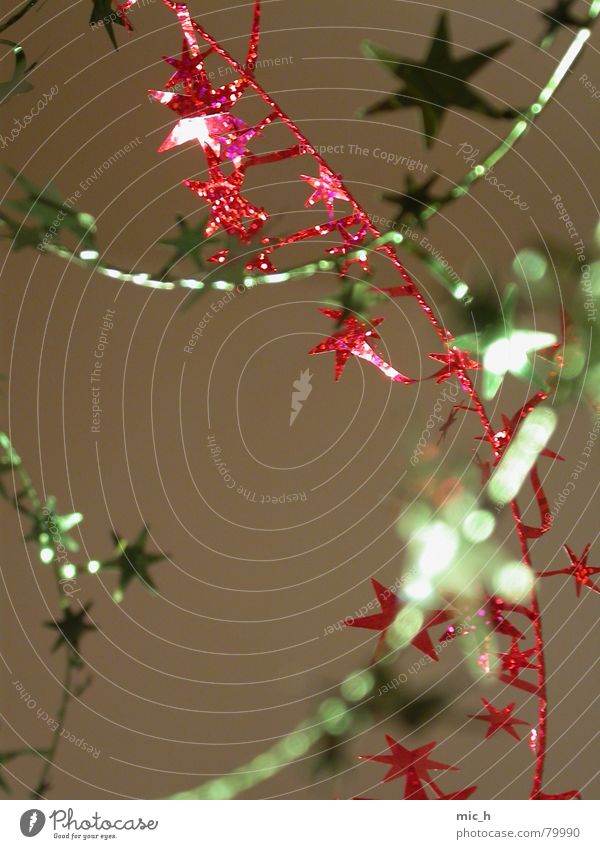 Weihnachts-KlimBim Girlande glänzend rot grün Unschärfe Weihnachten & Advent Stern (Symbol) Kitsch