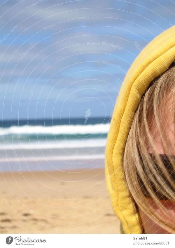 waiting for the summer Strand Australien gelb Sonnenbrille blond Wellen Wolken Küste Meer Sommer Freizeit & Hobby philip island hoodie Sand blau Kopf Gesicht