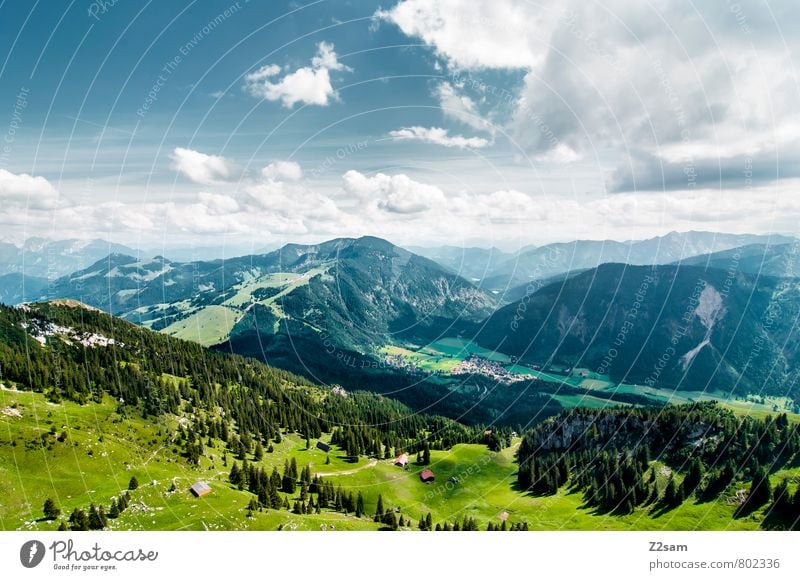 Bayrischzell Ferien & Urlaub & Reisen Tourismus Ausflug Sommer Sommerurlaub Berge u. Gebirge Klettern Bergsteigen Himmel Wolken Schönes Wetter Wiese Wald Alpen