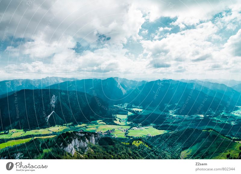 Bayrischzell Ferien & Urlaub & Reisen Tourismus Ausflug Sommerurlaub Berge u. Gebirge wandern Klettern Bergsteigen Landschaft Himmel Wolken Schönes Wetter Wiese