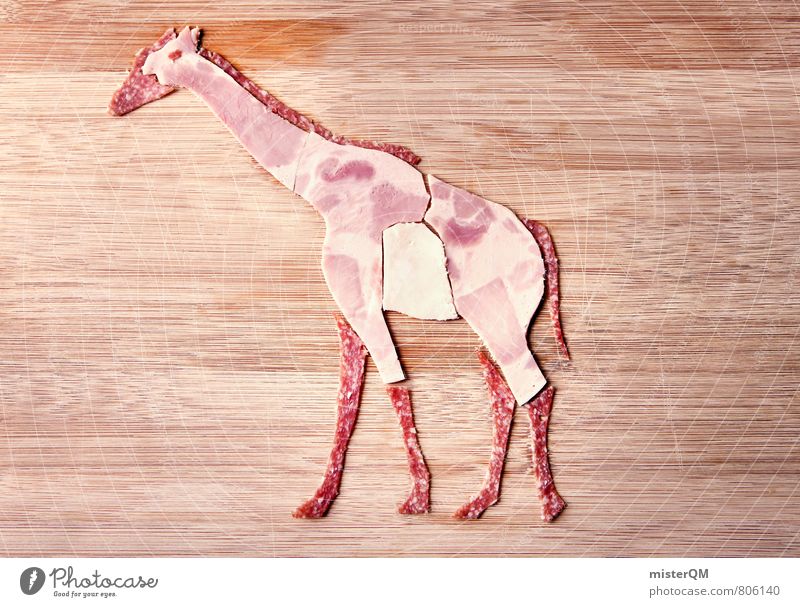 Wurstfreund. Gabi Giraffe. Kunst ästhetisch Foodfotografie Gesunde Ernährung Speise Tier Wurstwaren Wurstherstellung Lebensmittel Schinken Salami Spielen