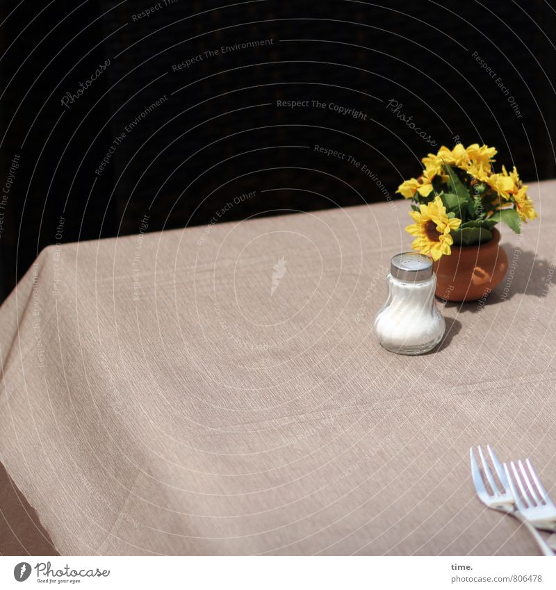 Appetizer Salz Ernährung Gabel Tischwäsche Salzstreuer Schönes Wetter Blume Topfpflanze Sonnenblume Dekoration & Verzierung Metall Kunststoff authentisch klein