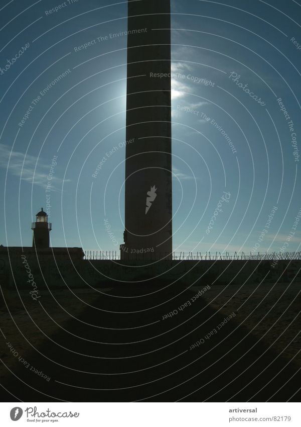 Leuchtturm Lanzarote Meer Hafen Phallussymbol Turm Schatten Sonne Himmel