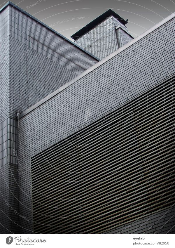 Origami platzsparend Fenster Haus Gebäude Hochhaus Etage grau Beton abstrakt Konstruktion Gitter Wolken Geometrie komplex Architektur Dinge Himmel Bauhaus Reihe