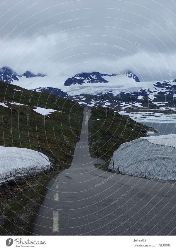 straße ins nichts Norwegen Skandinavien Gletscher Sommer Hügel Zufahrtsstraße Asphalt Berge u. Gebirge #FFFFFF Straße Eis warme jahreszeit Schnee
