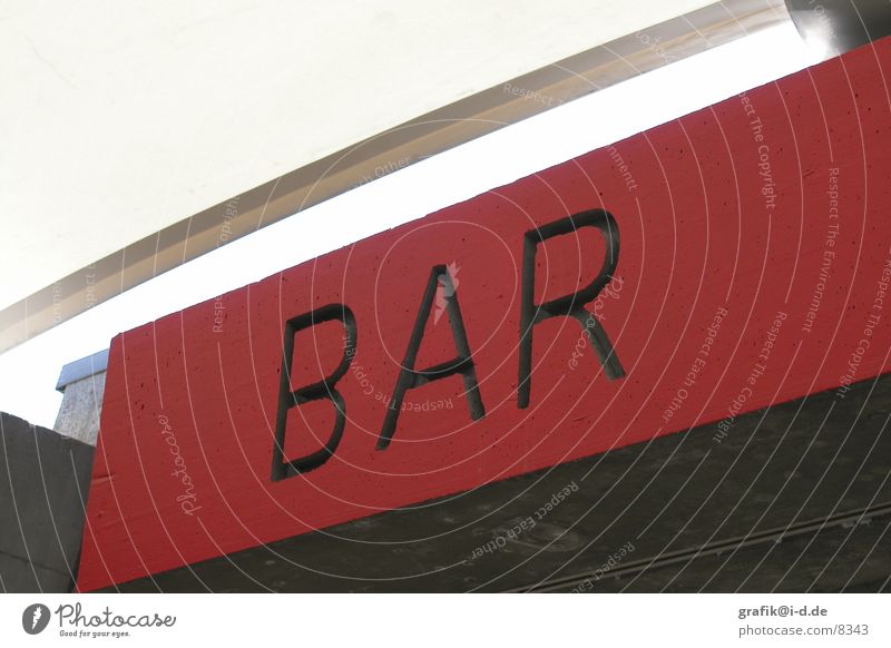 typo in rot Bar Typographie Beton diagonal Schriftzeichen Schilder & Markierungen oben Zeichen