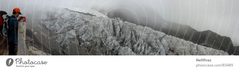 Lijiang von ganz oben Kettensteg Gletscher Steg Aussicht kalt Hochgebirge China Nebel Hochebene hart Bergkette Schneeschmelze driften Schleier Abraumhalden