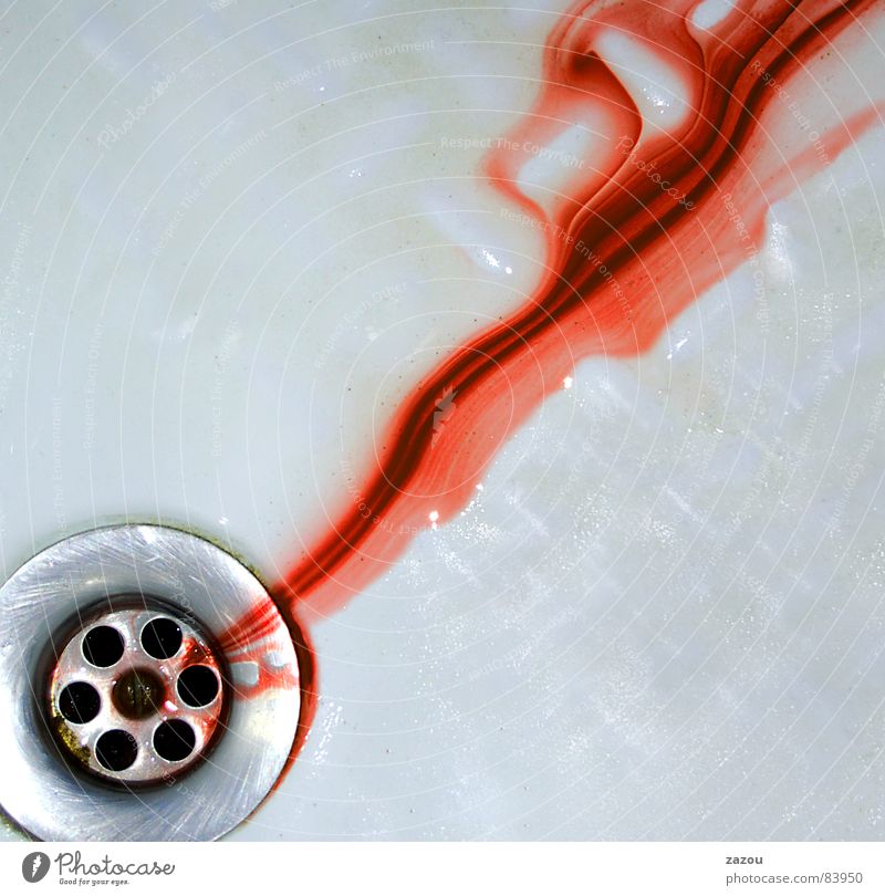 Psycho Farbfoto Innenaufnahme Detailaufnahme rot Abfluss Blut Blutspur Blutfleck Blutbad