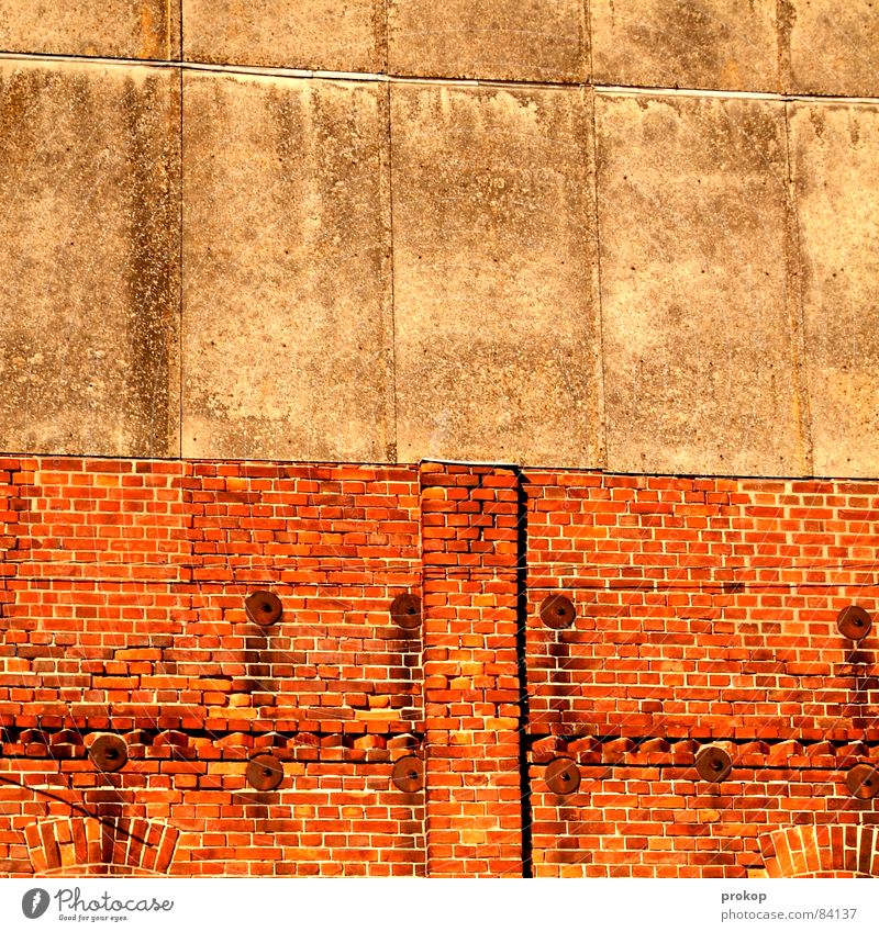 Hinter dem Bahnhof Textfreiraum Bildteppich Wand Mauer Backstein Putz flach Muster Hintergrundbild simpel 2 Freiraum hart Zirkus Konstruktion netzartig Raster