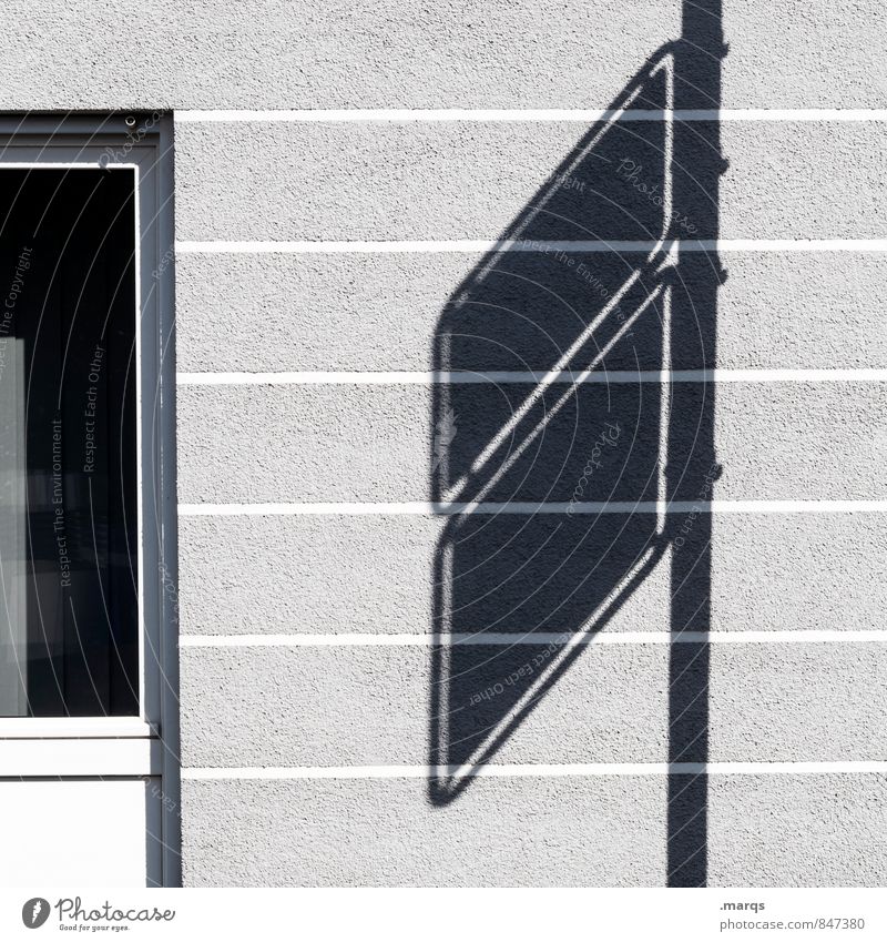 Schatten Mauer Wand Fassade Fenster Beton Schilder & Markierungen einfach Schwarzweißfoto Außenaufnahme abstrakt Menschenleer Textfreiraum rechts