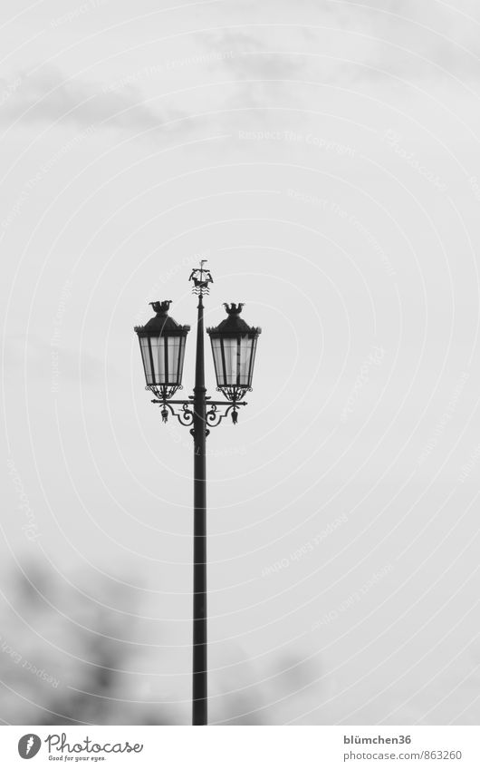 Laterne mit Charme Beleuchtung Lampe Straßenbeleuchtung Laternenpfahl Licht leuchten stehen historisch schwarz weiß Stimmung Gefühle Romantik Stadt