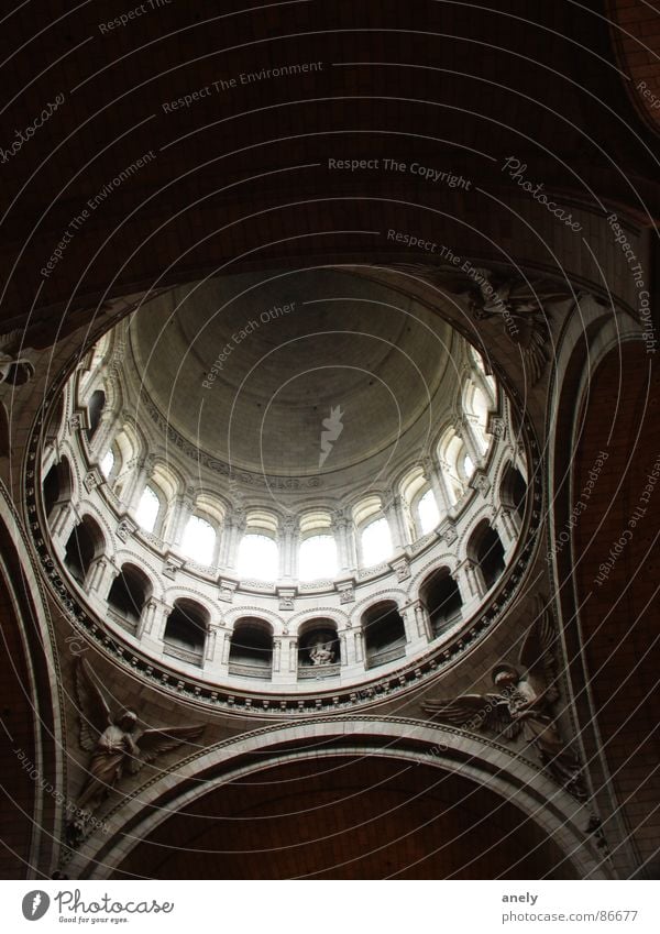 Götterdämmerung Religion & Glaube Tourismus himmlisch erhaben Licht Paris Kuppeldach Stuck Denken Innenaufnahme Sacré-Coeur Gotteshäuser Kathedrale Engel