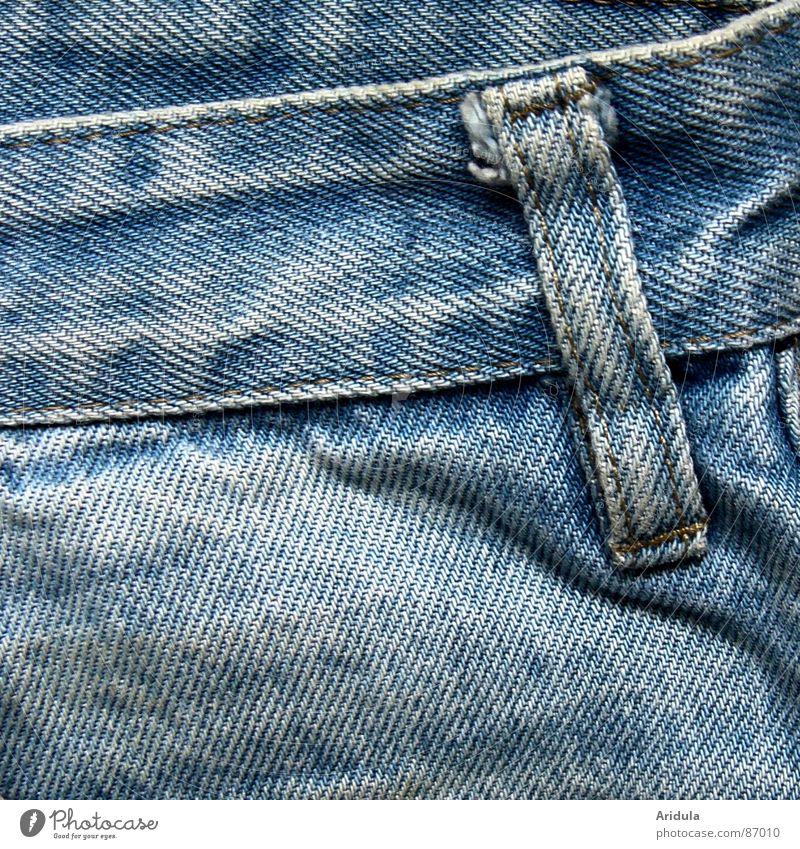 jeansschlaufe Stoff Muster Bekleidung Jeanshose Jeansstoff indigo Bündel Falte Strukturen & Formen Baumwolle