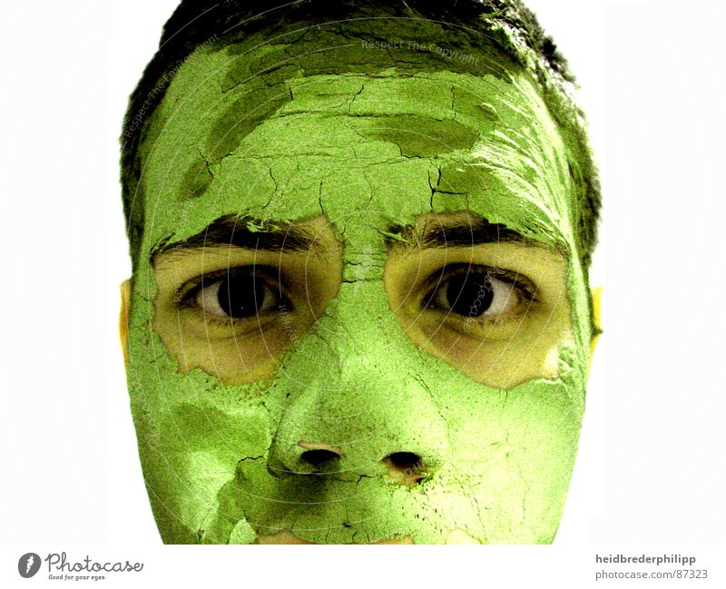 REAL grün Kunst Kunsthandwerk Gesicht Ich wirklich Maske Haut Wahre Welt schwarze Augen