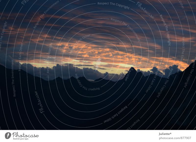 Abenddämmerung in den Bergen Natur Landschaft Himmel Wolken Nachthimmel Schönes Wetter Berge u. Gebirge Schesaplana Schweiz Gipfel Menschenleer Abenteuer
