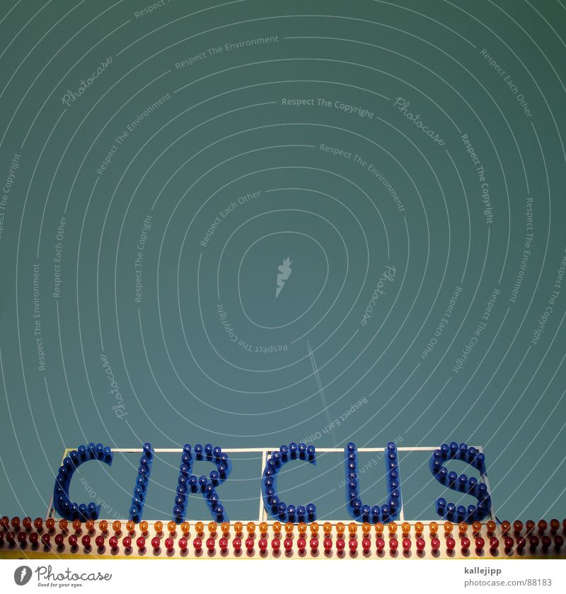 luftnummer Wanderzirkus Zirkus Passagierflugzeug fliegen Kondensstreifen Typographie Leuchtreklame Zirkuszelt Manege Artist Schauspieler Show Lampe glühen