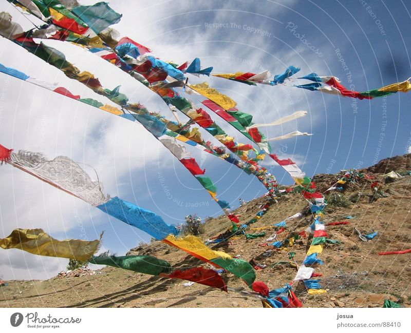 Gebetsfahnen Tibet Fahne Schwung Asien Wind Farbe