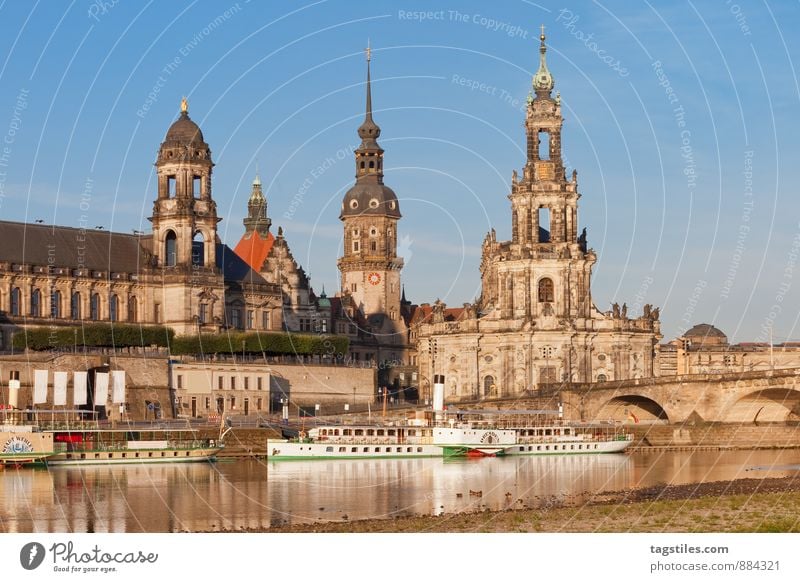 DRESDEN Dresden Elbe Dampfschiff Morgen Sonnenaufgang Stadt Deutschland Ferien & Urlaub & Reisen Reisefotografie Idylle himmlisch paradiesisch Natur Architektur