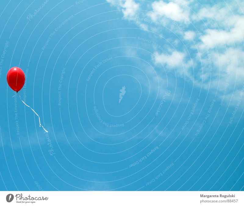 lass ihn fliegen Luftballon rot Wolken Freizeit & Hobby Himmel blau Wetter