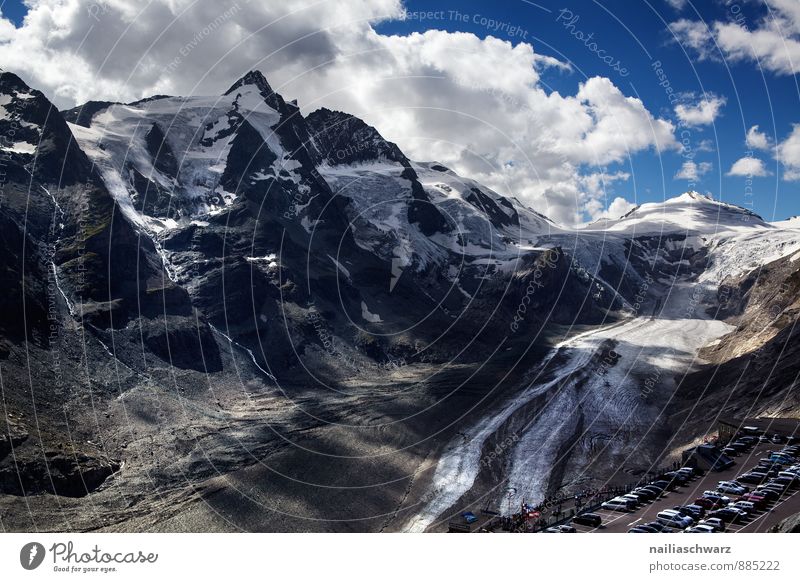 Großglockner Sommer Umwelt Natur Landschaft Klimawandel Schnee Alpen Berge u. Gebirge Gipfel Schneebedeckte Gipfel Gletscher Schlucht gigantisch Unendlichkeit