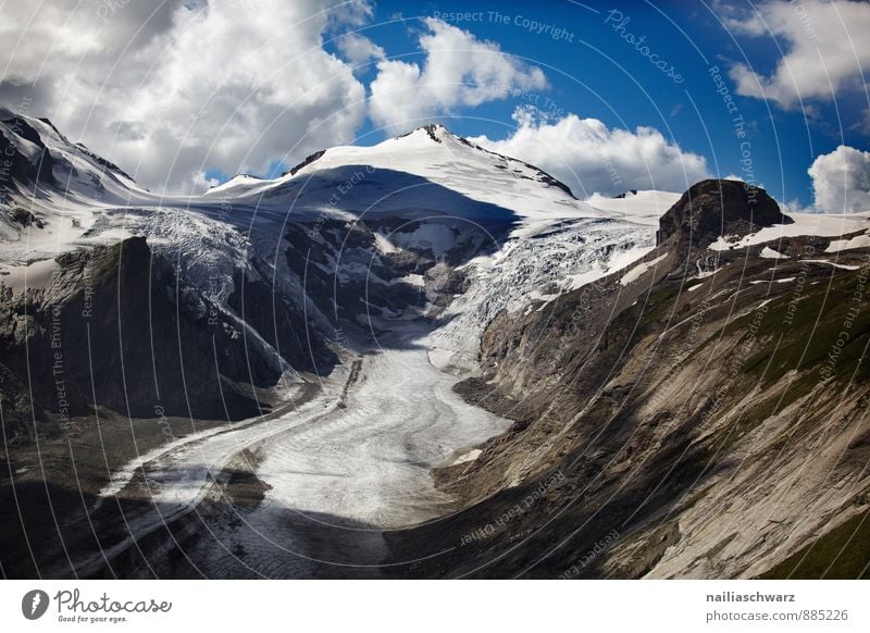 Pasterze Glacier Sommer Umwelt Natur Landschaft Klima Klimawandel Alpen Berge u. Gebirge Gipfel Schneebedeckte Gipfel Gletscher Bekanntheit gigantisch