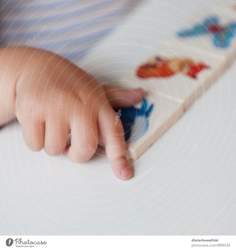 Kleine Hand Spielen Kindergarten lernen Mädchen Kindheit Finger Freude Glück Farbfoto Innenaufnahme Textfreiraum unten