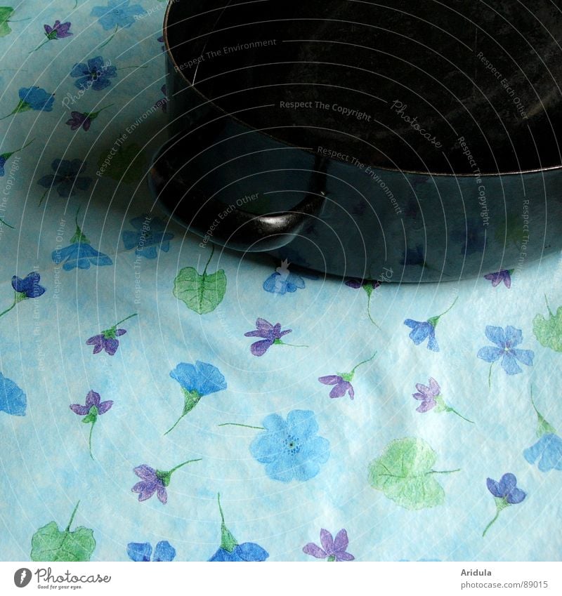 blütenregen Tisch Blüte Topf schwarz Muster Blume Küche obskur Decke blau sanft