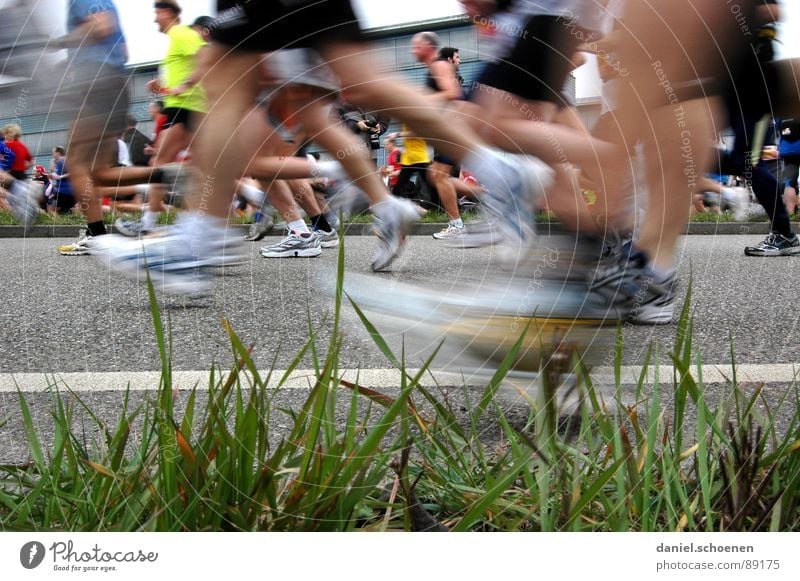 alles fit ?? Joggen Geschwindigkeit Schuhe Turnschuh Ausdauer Gras Bewegungsunschärfe Sport Spielen Menschengruppe Fitness laufen rennen Beine Gesundheit Straße