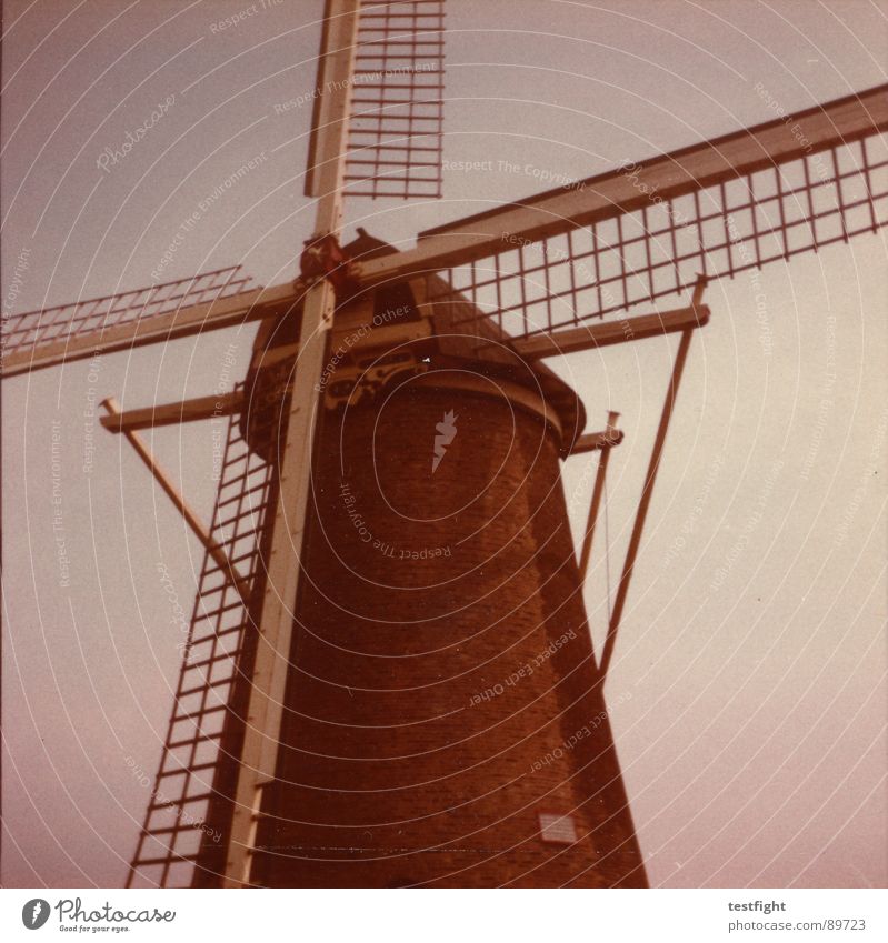 windkraft Niederlande Mühle Siebziger Jahre retro Sommer Ferien & Urlaub & Reisen Mittelformat verschlissen historisch Windkraftanlage 1971 alt trashig holiday