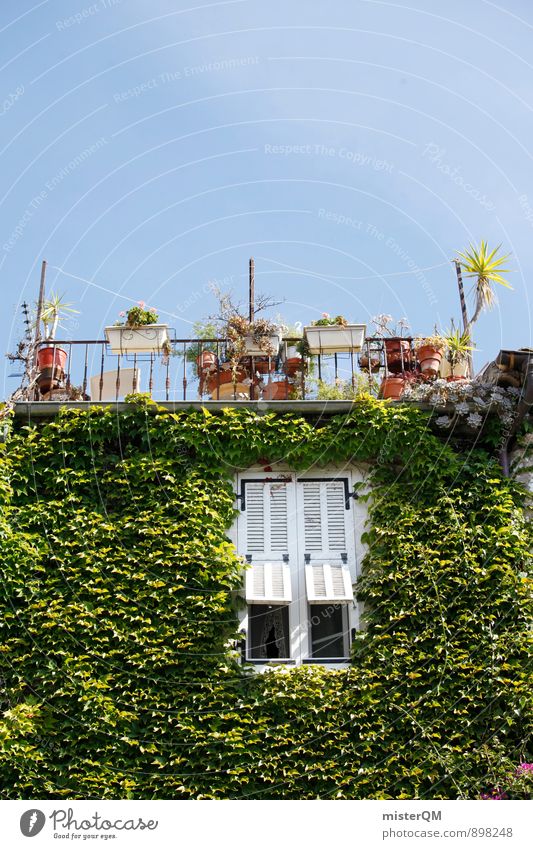 Grüner Daumen. Kunst ästhetisch Zufriedenheit mediterran Cote d'Azur Balkon Balkonpflanze Balkondekoration Terrasse Süden Urlaubsstimmung Blauer Himmel Kaktus