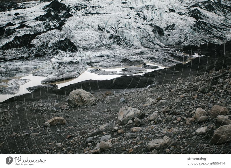 I'm in Iceland. Natur Urelemente Wasser Eis Frost Felsen Gletscher Idylle kalt Strukturen & Formen Gletschereis Island Stein Kies Klimawandel Farbfoto