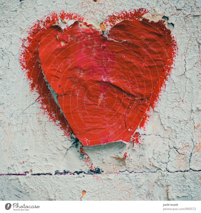 Schnipseljagd, Herz Stil Grafik u. Illustration Silhouette Tapetenwechsel Acrylfarbe fest groß Kitsch trashig rot Stimmung Verschwiegenheit Liebe Menschlichkeit