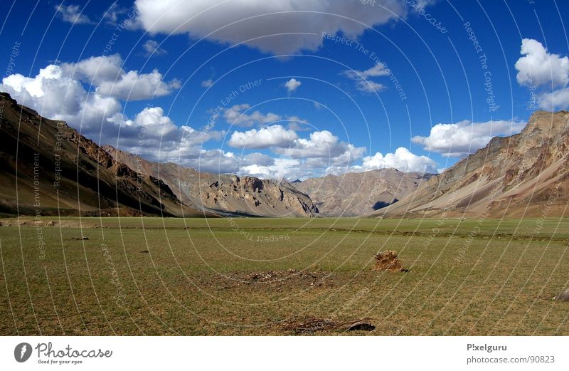Ladakh Indien Gras Wiese Jammu, Ladakh, Kaschmir Wolken wandern Horizont Berge u. Gebirge Himalaya Norden Himme