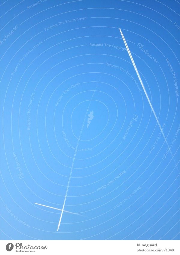 XI Flugzeug Himmel Ferien & Urlaub & Reisen graphisch zyan Wolken Sommer Kondensstreifen Luftverkehr sky airoplain x Linie Grafik u. Illustration blau
