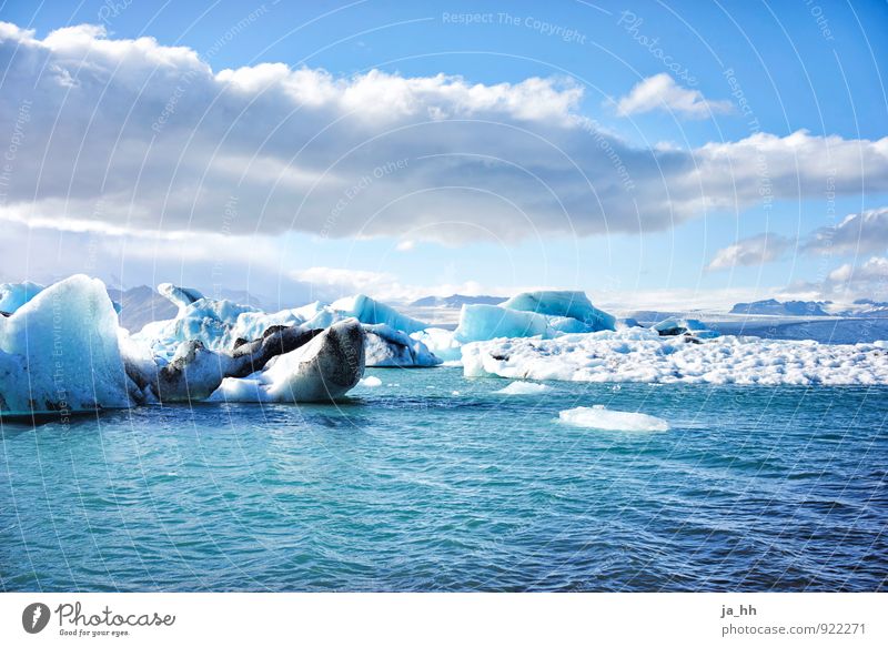 See Island mit Eisschollen Eisberg blau Gletscher Gletschereis Gletscherschmelze Seen Klima Klimawandel Klimaschutz klimakrise Natur Frost kalt Landschaft